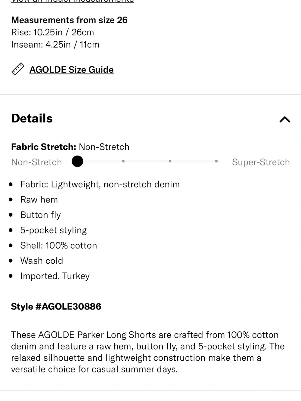 AGOLDE Parker Long Black Frayed Hem Denim Shorts